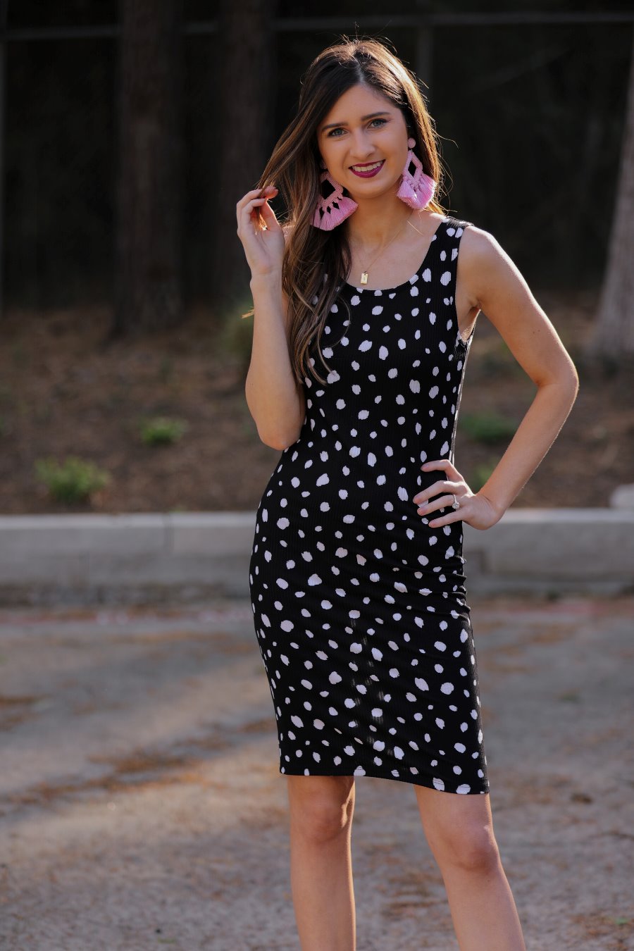 Samantha Spotted Bodycon Midi Dress - Jess Lea Boutique