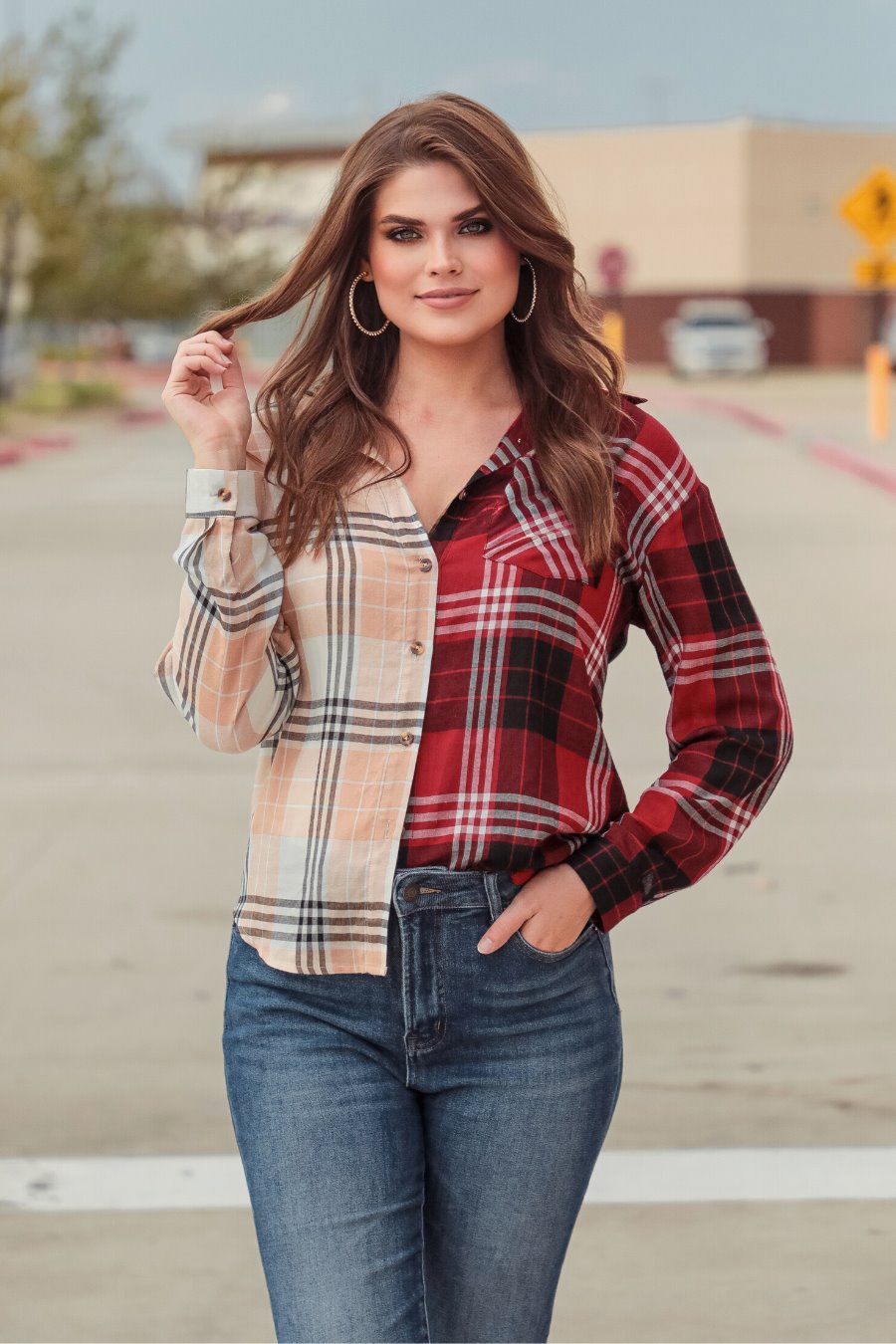 PREORDER-Shades Of Fall Plaid Button Up Top