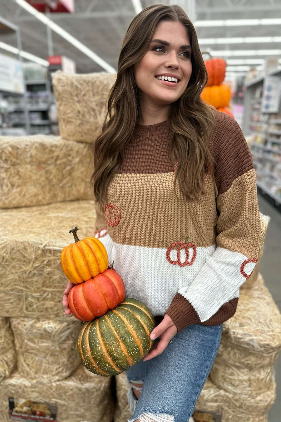 Pumpkin Spice Colorblock Sweater