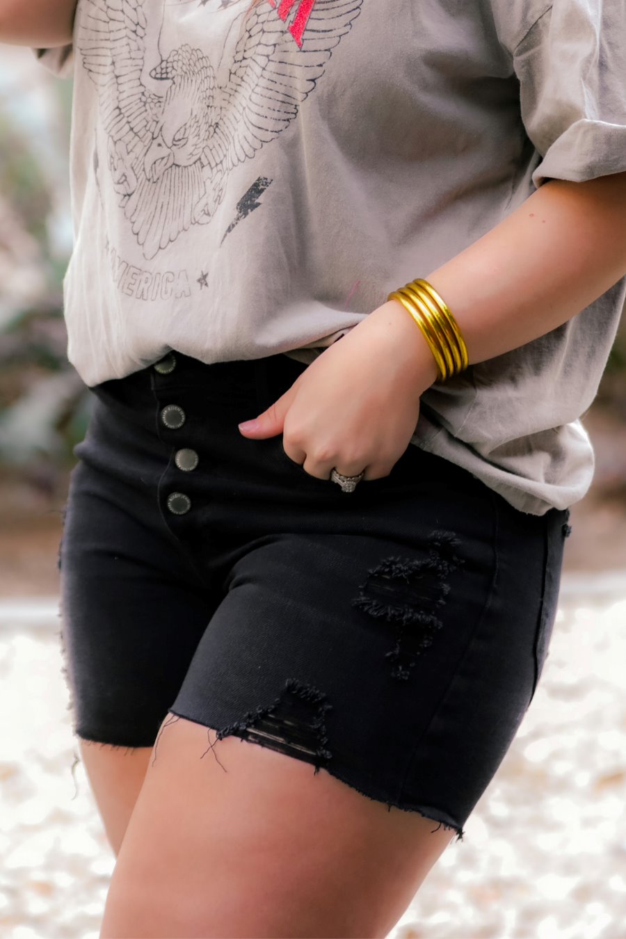 Rosie Black Distressed Jean Shorts