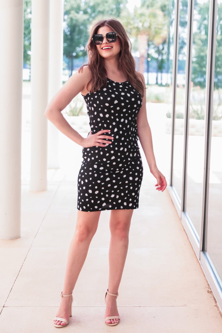Samantha Spotted Bodycon Midi Dress - Jess Lea Boutique