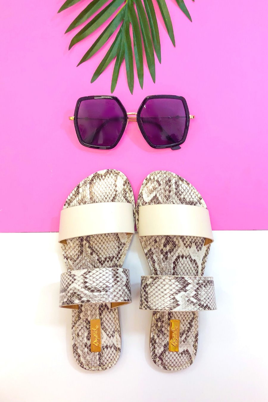 Santorini Snakeskin Slide Sandals - Jess Lea Boutique