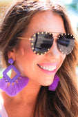 Showstopper Studded Aviator Sunglasses