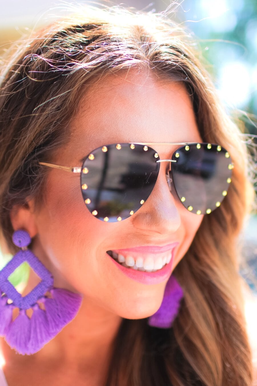 Jess Lea Boutique Showstopper Studded Aviator Sunglasses
