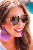 Showstopper Studded Aviator Sunglasses