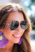 Showstopper Studded Aviator Sunglasses