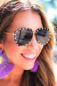 Showstopper Studded Aviator Sunglasses