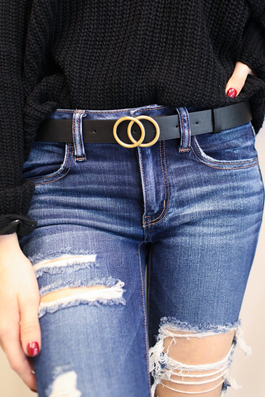 Simple Double Ring Buckle Belt