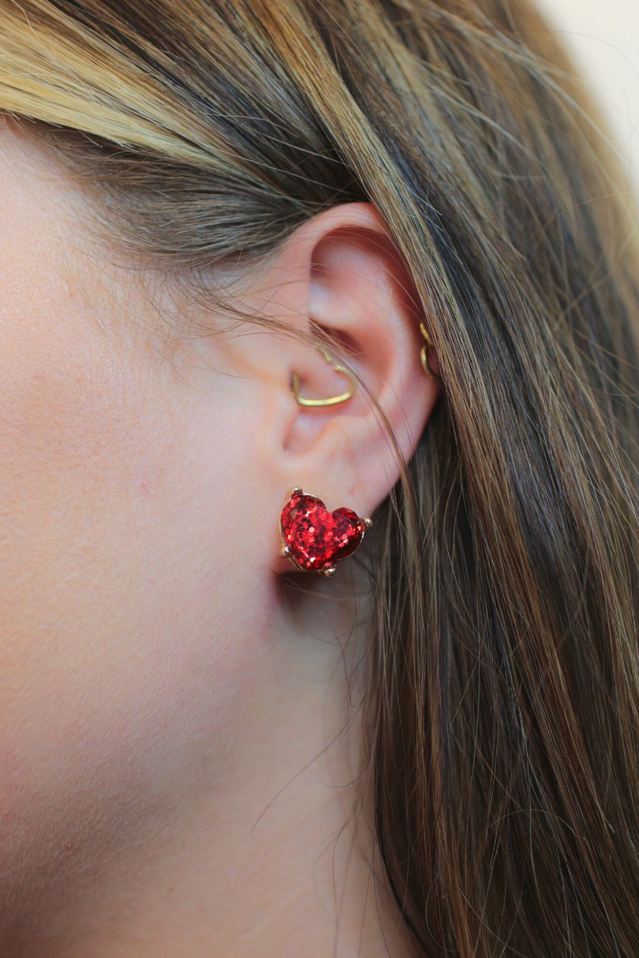 Sparkle Heart Stud Earrings - Jess Lea Boutique
