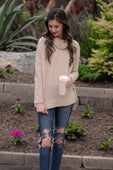 Walker Cowl Neck Waffle Top - Jess Lea Boutique